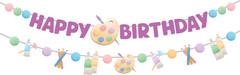 Art Party Decorations: 2-Piece Banner Set with Happy Birthday Banner and Paint P