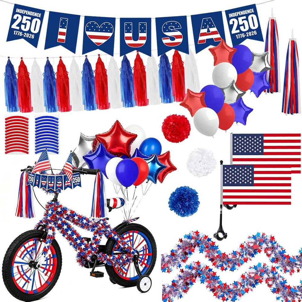 Patriotic Bike Streamers 4th of July Bike Decorations Red White Blue Bike Tasse