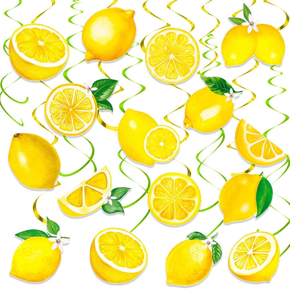 20 PCS Lemon Hanging Swirls Decorations Citrus Ceiling Summer Fruit Party