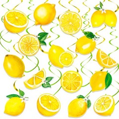 20 PCS Lemon Hanging Swirls Decorations Citrus Ceiling Summer Fruit Party