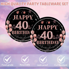40 Pcs 40Th Birthday Decorations for Women Rose Gold Pink Birthday Supplies