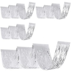 4 PCS 15ft Silver Metallic Foil Ceiling Fringe Curtains Graduation Party Decor