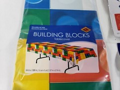 Building Blocks Party Decorations Set Multicolor Tablecover, Banner, And Whirls