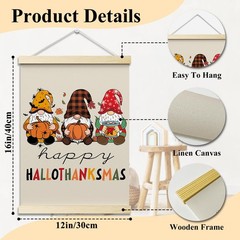 Happy Hallothanksmas Posters Hanger Frame Hanging Poster for Home Office BedR…