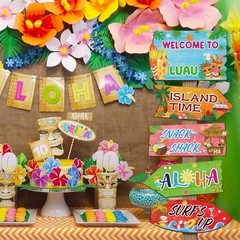20 Pieces Party Decorations Hawaiian Party Welcome Sign Summer Tropical Luau
