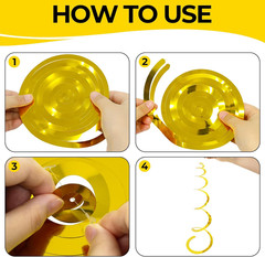 24 PCS Gold Foil Hanging Swirl,Sparkle Ceiling Hanging Decorations, Plastic Stre