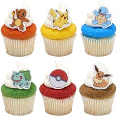 Pokémon Rings, Cupcake Decorations With Pikachu, Bulbasaur, Eevee, Charmander…