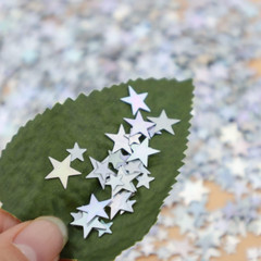 60 Grams Glitter Silver Star Sequins and Spangles, Metallic Glitter Foil Confet