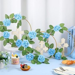 48 Pcs Baptism Centerpiece Decoration For Table 12 Wood Cross 12 Metal Floral Ho
