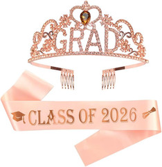 2026 Graduation Party Supplies Rose Gold Graduation Princess Grad Crown Tiara an