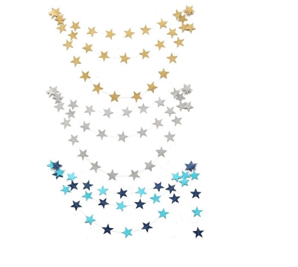 3 Pcs Stars Hanging Paper Garlands Wedding Party Birthday Baby Shower Decoration