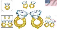 Diamond Ring Balloon Set 4 Mylar Foil Bridal Shower Bachelorette Wedding Deco…