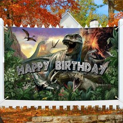 Avezano Dinosaur Birthday Backdrop Jurassic 70.8 x 43.3 Inch, Green
