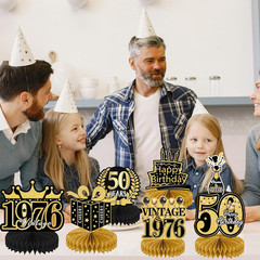 50Th Birthday Decorations for Men – 9Pcs Black Gold 50Th Birthday Party Decorati