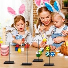 Easter Decorations Standing Rabbits Bunny Wooden Signs Indoor Tabletop Gift