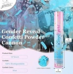 4 Pack Gender Reveal Confetti Cannon, Biodegradable Blue Confetti Shoots 15-20ft