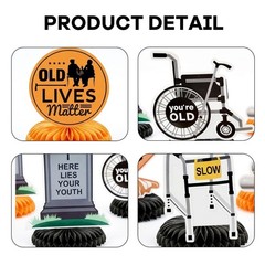 Over The Hill Birthday Decorations – 40th & 50th Honeycomb Centerpieces, Gag Gif