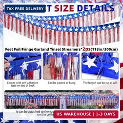 4th of July Decorations, 21-Pcs Red, White and Blue Patriotic Party Supplies, Fo