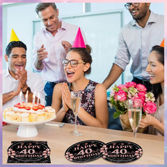 40 Pcs 40Th Birthday Decorations for Women Rose Gold Pink Birthday Supplies