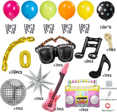 90S 80S Disco Theme Party Decorations, 151Pcs Balloon Arch Kit with Disco Ball,