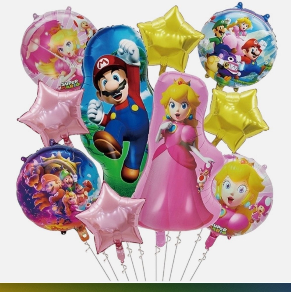 Princess Peach 10 pcs Foil Balloon Super Mario Balloon Girl Decorations Party