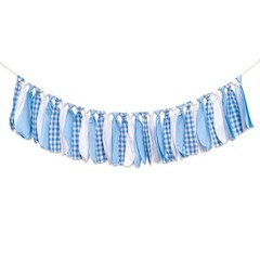 Blue and White Gingham Banner/Garland – First High Chair Banner,Gingham Garla…