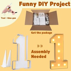 3FT Light Up Marquee Number 5, Pre-Cut Foam Board Kit, Birthday Party Decor