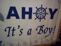 AHOY It’s a boy Baby Shower Banner Background Photo Prop Party Decor~60″ X 85″