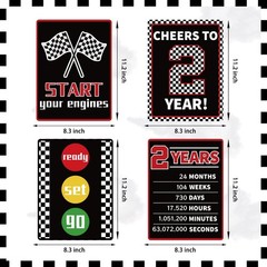 10 PCS Two Fast Birthday Decorations Boys 2nd Race Car Wall Signs Party Props