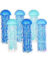 10″ Blue Hanging Jellyfish Paper Lanterns – Under the Sea Party Gradient Blue B