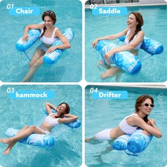 Hammock Pool Floats Adults, 4-in-1 Multi-Purpose Inflatable Pool Floaties PVC