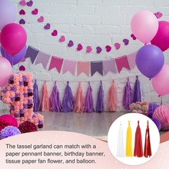 40 Pcs Tassel Garland, White Red Bright Yellow Red Tassels
