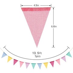 60 Flags Imitated Burlap Pennant Banner – Multicolor Fabric Triangle Rainbow …