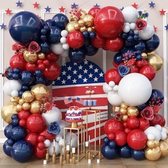Red White Blue Balloons Arch Double Stuffed Navy Dark Ruby Garland 4th July