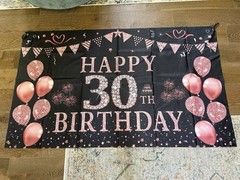 30th Birthday Banner Big 5’ 9” X 3’ 6” Polyester Fabric. Used For 1 Celebration