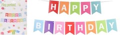 Birthday Decoration Set Multicolour 24pc Balloons Bunting Number Hats Tablecloth