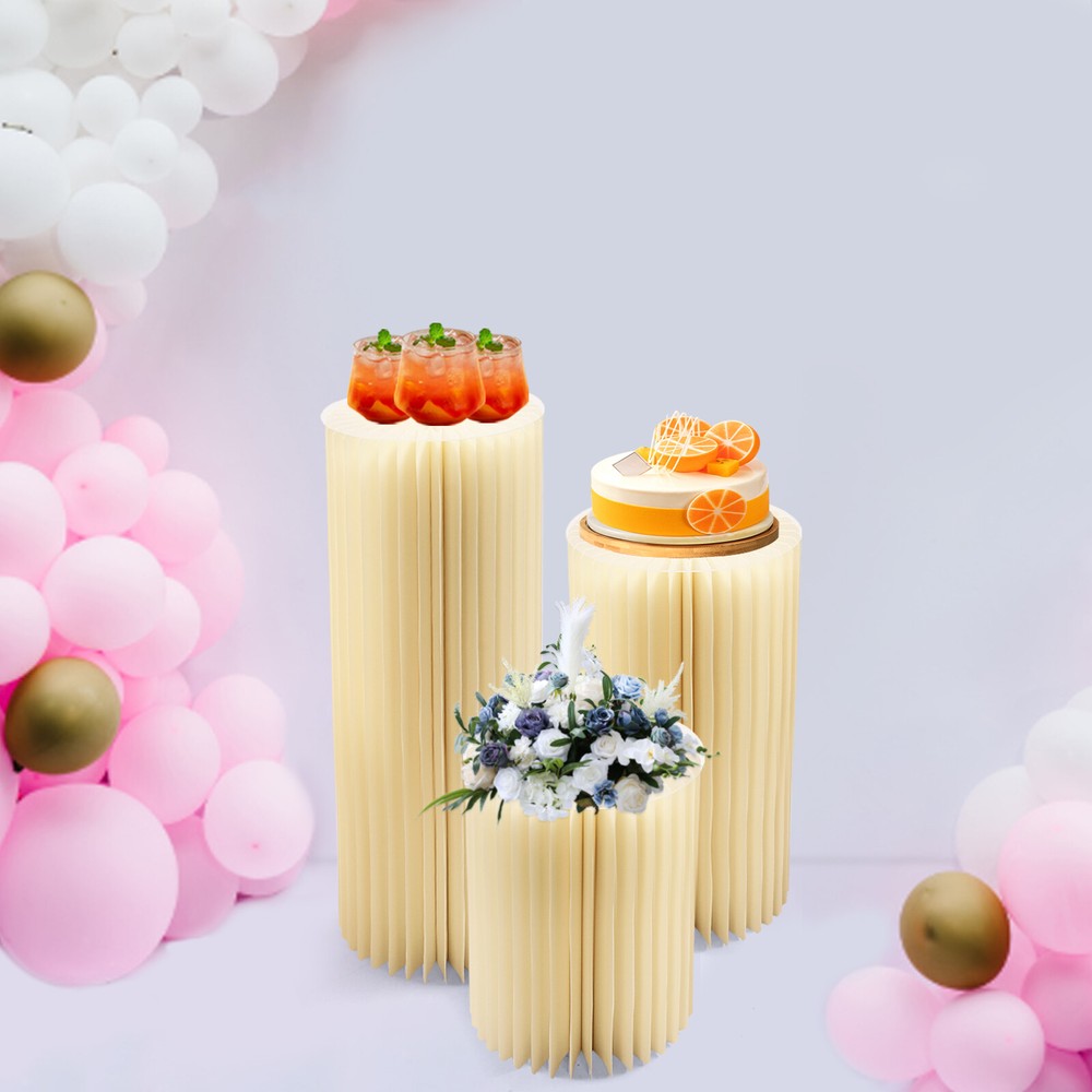 3* Foldable Paper Column Display Stands Cylinder Flowers Stand Dessert Table USA