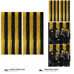 KatchOn, Xtralarge Black and Gold Streamers – 8×3.2 Feet, Pack of 2 | Black a…