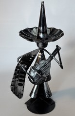 Mexican Tin Art Mariachi Musician Figurine Vintage Folk Art Pre-Owned!!