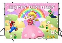 7PCS Set Princess Peach 5th Birthday Decoration Backdrop Big Foil B…