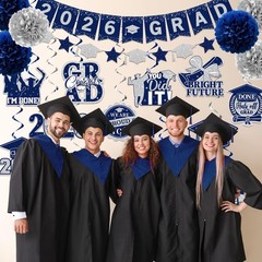Graduation Banner Decorations,2026 Grad Banner and Congrats Grad Hanging Swir…