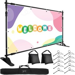 8’x10′ Adjustable Banner Stand Heavy-Duty Step and Repeat Backdrop Telescopic