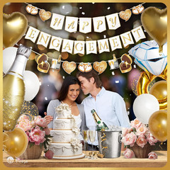 Happy Engagement Banner, Just Engaged Banner, Happy Engagement Decorations | Jus