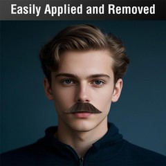 Self Adhesive Fake Mustache, Novelty Realistic Facial Hair for Adults, Costum…