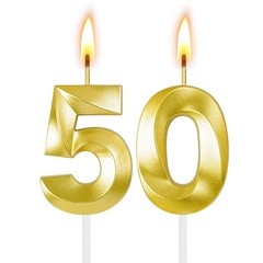 50th Birthday Candles for Cake,Birthday Decorations Him Medium, Gold