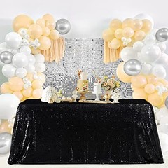 Sequin Tablecloth 90×156 Inch Rectangle Wedding 156″ x 90″ (Rectangular) Black