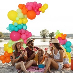Tropical Balloon Arch Kit,Hot Pink Lime Green Orange Slate Blue Yellow Latex …