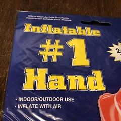 Inflatable #1 Hand Fan Finger Decoration – NEW NOS 24”, 2 Feet Tall Red Orange