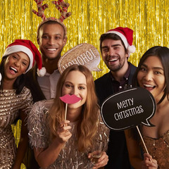 10 Pack Foil Curtain Backdrop Gold Metallic Tinsel Foil Fringe Curtains Photo Bo