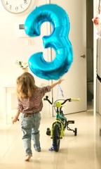 40 Inch Blue 3 Large Number Balloon, 3 13 23 30 33 36 Blue Birthday Party Dec…